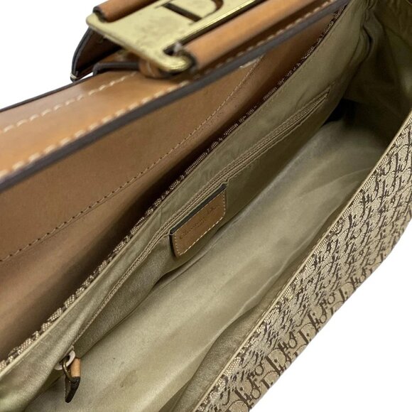 Auth DIOR/ChristianDior Street Chic/Trotter Beige Brown Jacquard Leather - Picture 15 of 16
